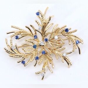 Vintage Tiffany & Co. 18K Two-Tone Gold Diamond & Sapphire Anemone Brooch
